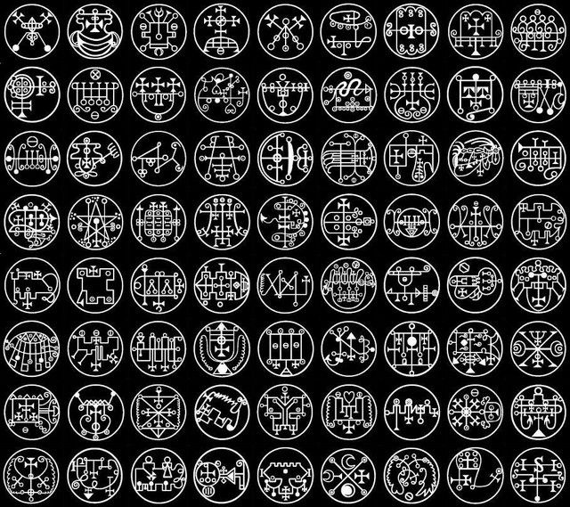 Representação dos selos (sigilos) dos 72 daemons